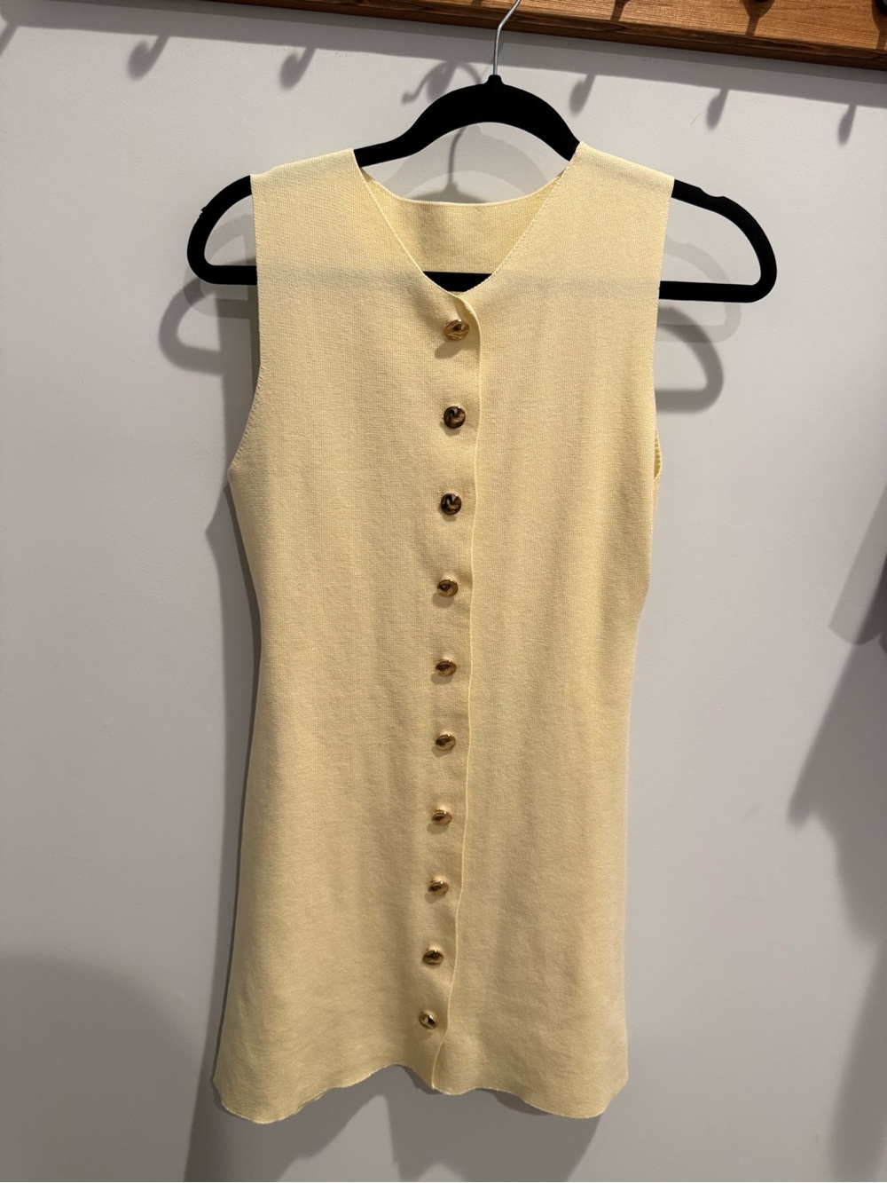 SHEIN Pale Yellow Sleeveless Button-Front Mini Dress